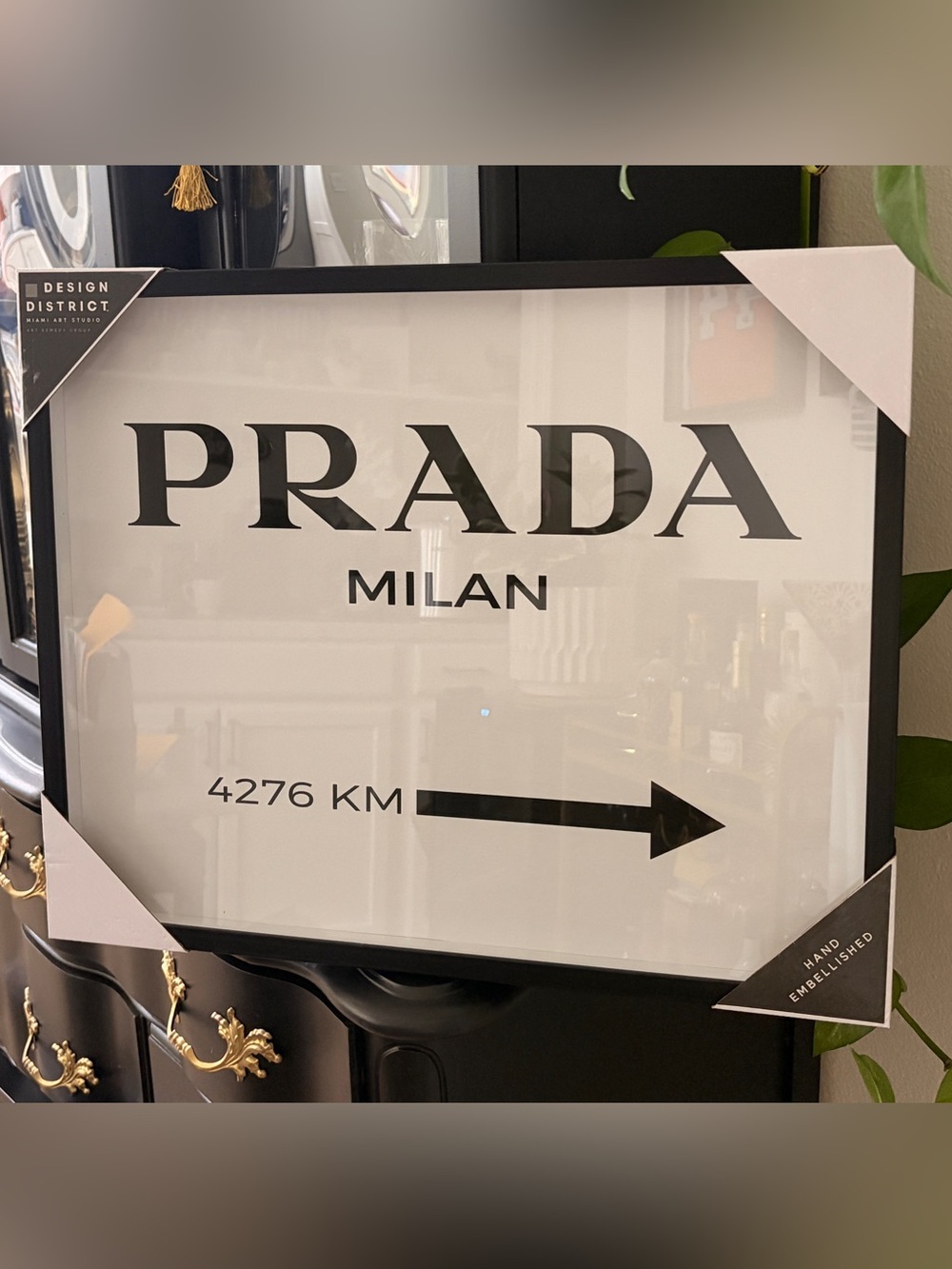 Fashion PRADA Milan Black & White Framed Wall Art- Black frame- 20” x 16”